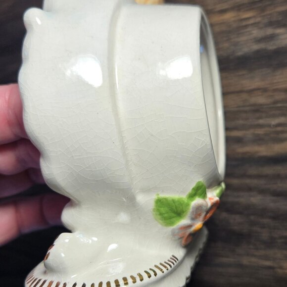 Vintage West German KENTOCK Hand-Painted Porcelain Clock Case Girl & Kitten - Picture 4 of 6